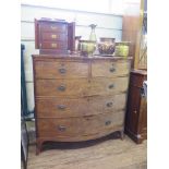 A 19th century mahogany bowfront chest of drawers, with two short and three long graduated drawers