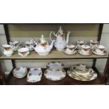 A Royal Albert Old Counrty Roses pattern part tea, coffee and dinner service, including teapot,