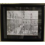 K.S. Myers Three pencil drawings of Northern towns with people going about their daily business