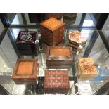 Boxes: Seven Eastern and Oriental wood boxes, some with inlay, 9cm to 13cm (7)