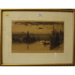 After Wilfred William Ball (1853 - 1917) Venice lagoon Etching signed in pencil 22cm x 40cm