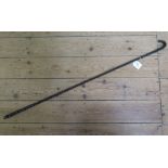 A George III glass walking cane, possibly Nailsea, 93.5cm long