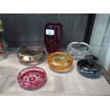 Six glass items including Whitefriars, Mdina and various others