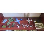 Dinky Toys; Six aircraft including blue 62p Armstrong Whitworth 'Explorer' Air Liner, silver 60W