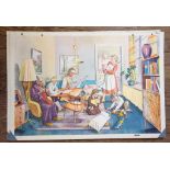 After Rudolf Dirr 'The Family' - a 1950s interior Poster print mounted on board, published by