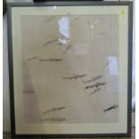 *A large print depicting Koi fish, 93cm x 82cm