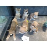 Six resin figures of kittens, in various poses