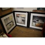 L. Abbott Frequencies - a set of three abstract works Mixed media on paper, signed and labelled