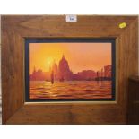 Ian Hamlin Santa Maria and Venice lagoon at dusk Oil on board 20cm x 30cm