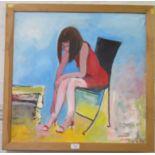 Richard Conway-Jones 'Lorna' - seated figure Acrylic on canvas, signed 60cm x 61cm