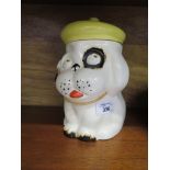 A Crown Devon 1930s cute Bonzo dog biscuit barrel