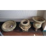 Three various garden urns