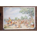 After A. Hoffmann 'At the Bathing Beach' Poster print mounted on board Published by Waldheim-