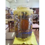 A reverse painted glass chemist jar with coat of arms, 53 cm high