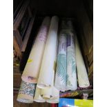 Three rolls of 1950s Katzenbach and Warren Favourite Songs pattern wallpaper, three rolls of wood