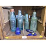 Two light blue Codd's patent bottles for Roberts of Castleford, 24cm high, another for H.W.