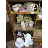 An Emmanuel Thomas, Limoges Tea service, decorated with geese, a Sadler stoneware set of coffee cups