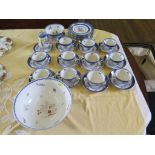 A Booths 'Lowestoft Border' pattern part tea service including a small bowl and a large bowl (39