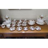 A Royal Albert Old Country Roses pattern coffee service including two coffee pots and serving