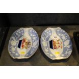 A pair of New Hall Staffordshire oval serving dishes c1820 (red roundel stamp to base) with