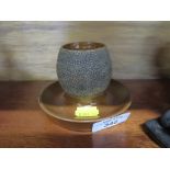 A brown stoneware salt glaze match holder / striker with impressed mark England to base