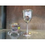 A silver plated goblet by Philip Ashberry & Sons Sheffield c1870 together with a silver plated desk/