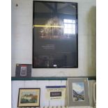An American Institute of Architects poster, two landscape watercolours and an architectural