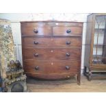 A Victorian mahogany bowfront chest of drawers with ebony stringing, the two short drawers over