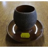 A brown stoneware salt glaze match holder / striker, with impressed mark England to base