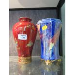 An A.G. Harley Jones Wilton ware Chinoserie baluster vase, with red ground and lustre glaze 22cm