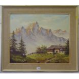 M. Bolaski Alpine Landscape Oil on canvas, signed 50cm x 60cm