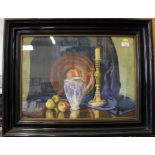 J. Aitchinson Still life of fruit, candlestick and vase Watercolour, signed and dated '23 40cm x