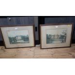 Mid 19th century English school Adbaston Old Hall 1800 and Adbaston New Hall 1853 A pair of