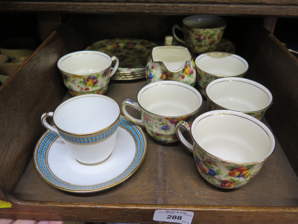 A Royal Winton Evesham pattern part tea service, with six teacups and saucers, four tea plates and