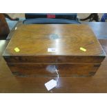 A 19th century brass bound mahogany writing box, with leather inset slope and secret compartments