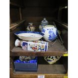 Two Copeland Spode Italian pattern plates, various Chinese style vases and boxes and an Edwardian