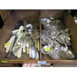 A large collection of plated cutlery