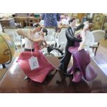 Two abstract resin sculptures of couples dancing the Waltz and Last Tango from The Art of Movement