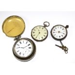 Two ladies fob watches and a nickel pocket watch