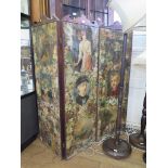 A late Victorian three fold ephemera screen, each panel 153cm x 49cm
