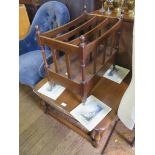 An Ercol dark oak square coffee table, 75cm wide; a pine open bookcase, 58cm wide and a mahogany