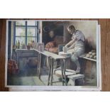 After F. Hold Potter at the wheel Chromolithograph mounted on card, published by A. Pichlers Witwe &