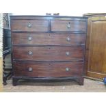A 19th century mahogany bowfront chest of drawers, with two short and three long graduated drawers