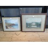 J. Wilson Hartley Point, North East Coast Watercolour, monogrammed and dated 1939 Labels reverse