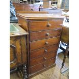 A mahogany chest of drawers with six graduated drawers on a plinth base, 53cm wide, 36.5cm deep,