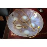A Sabino glass lightshade, opalescent with branch and bulb design, etched mark to centre of bowl,