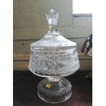 A cut glass bowl and lid trophy for The Free Handicup Hurdle Chepstow 1972, 41cm high