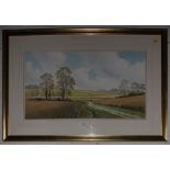 Stephen Foster A landscape of fields Watercolour, signed 34cm x 60cm