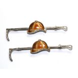 Two jockey cap brooches