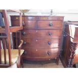 A Victorian mahogany bowfront chest of drawers with ebony stringing, the two short drawers over